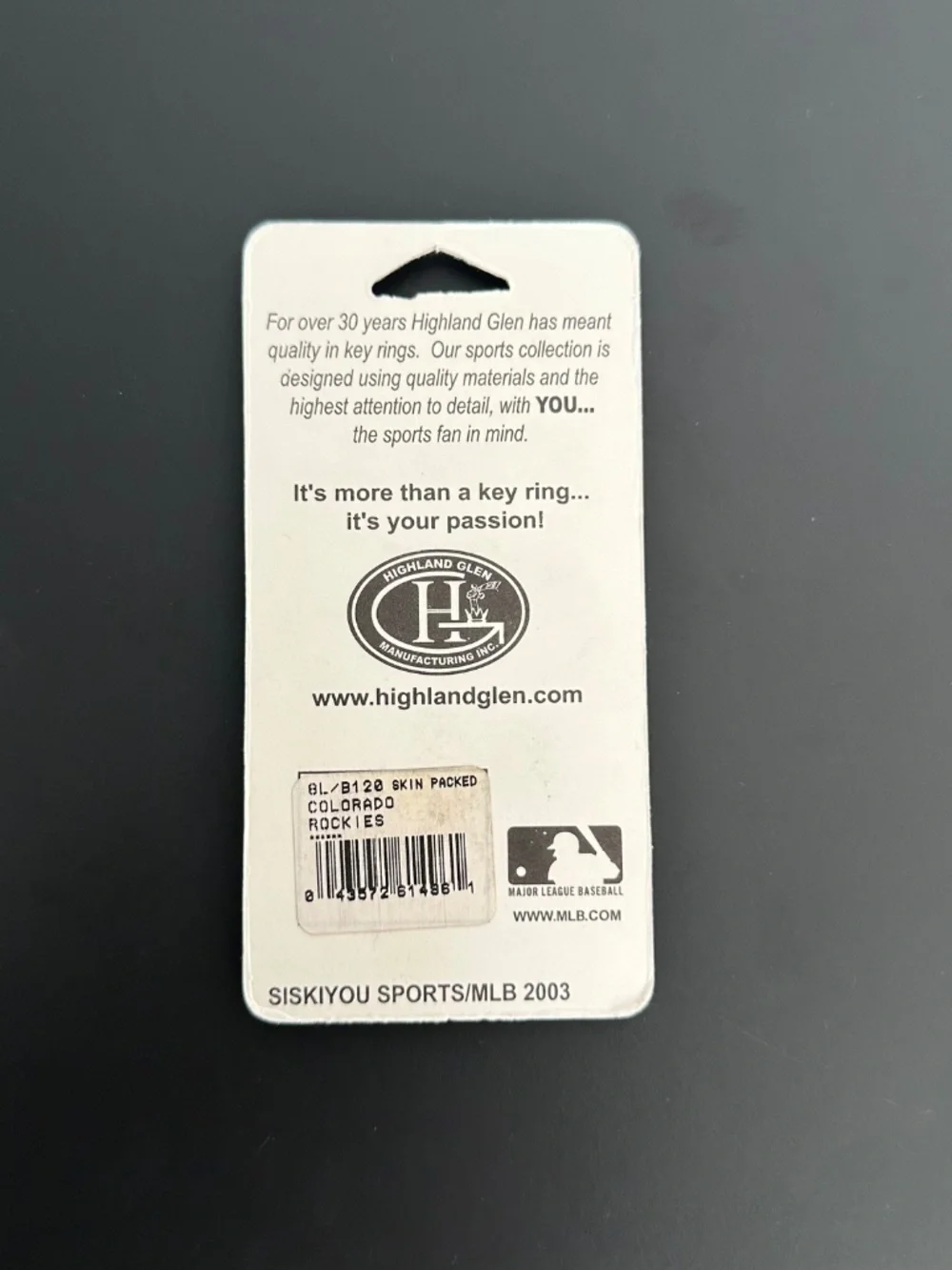 MLB Colorado Rockies Key Ring Vintage 2003 Logo Siskiyou Highland Glen Keychain